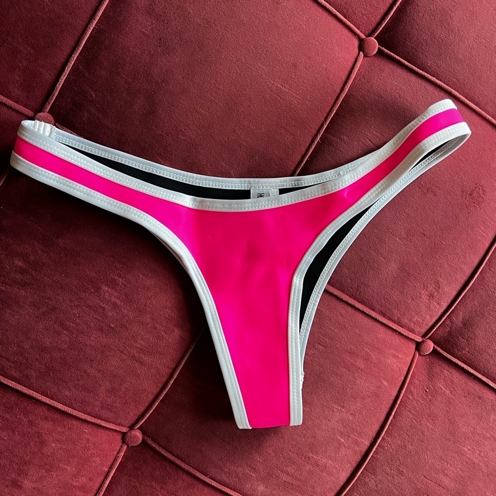 Hoaka Swimwear Neoprene Bikini Bottom – Hot Pink & White – Size Large